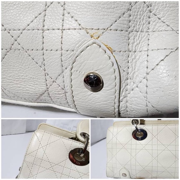 Authentic CHRISTIAN DIOR Calfskin Cannage Stitched Small Lady East West Lady Dio - Picture 6 of 15